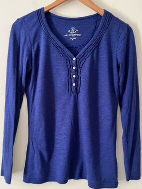Kuhl Women's Long-Sleeve Azure Blue  Casual Henley Top M Gorpcore Hiking